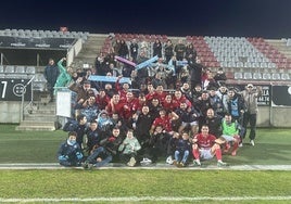 Celebración celeste tras el triunfo frente al Conquense.