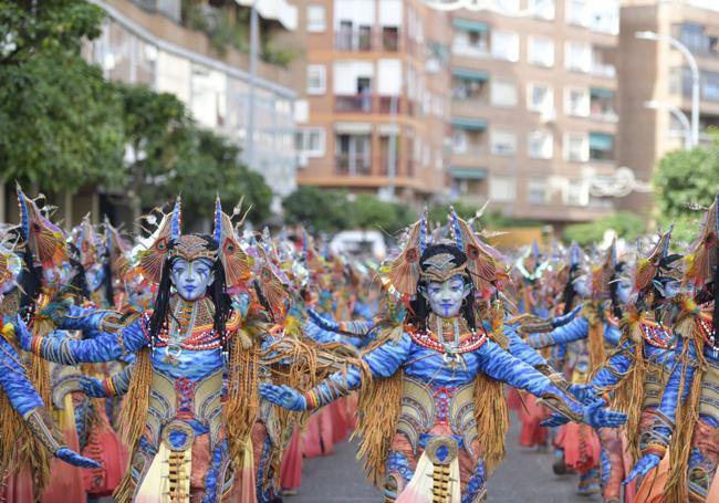 Moracantana en el desfile infantil de comparsas del Carnaval de Badajoz.