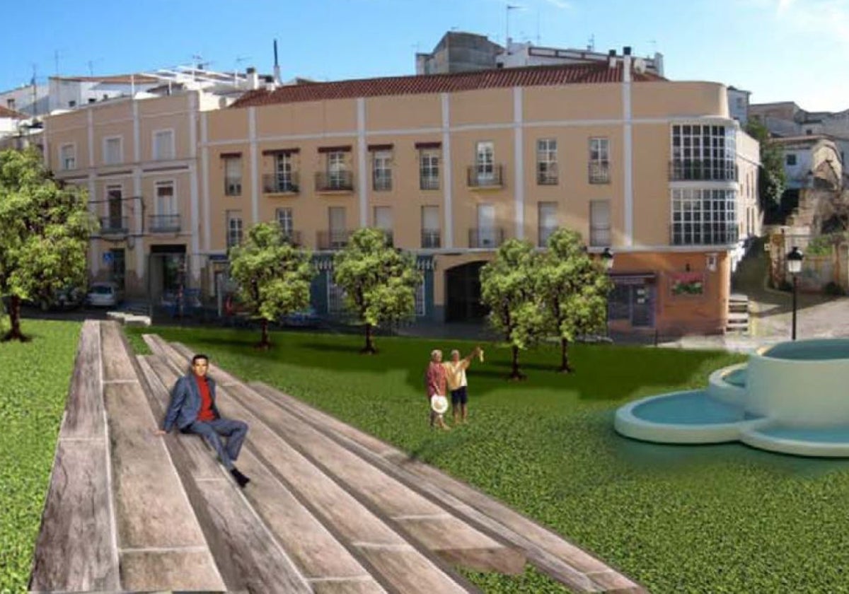 Figuración artística de la Plaza Marrón una vez terminada la reforma que plantea el Ayuntamiento.