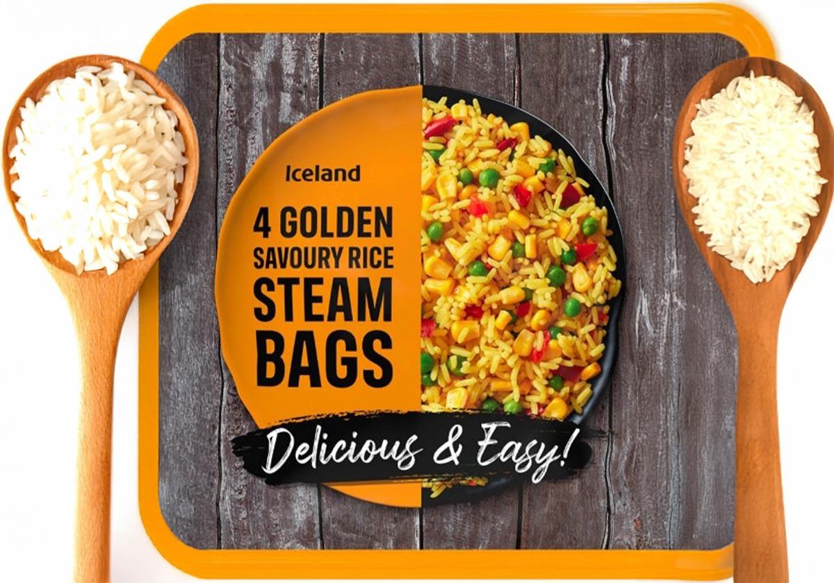 El tipo de arroz retirado es 4 Golden Savoury Rice Steam Bags.