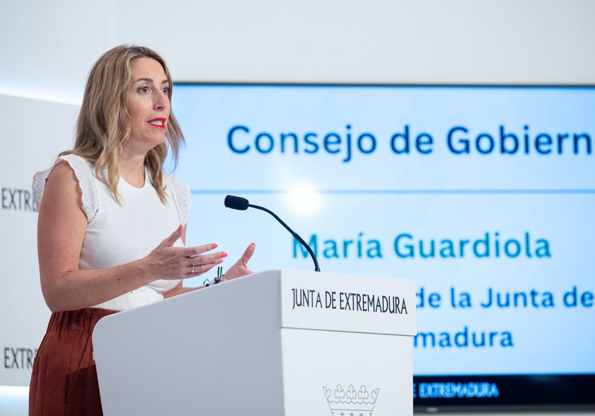 María Guardiola, en una comparecencia en Presidencia de la Junta.