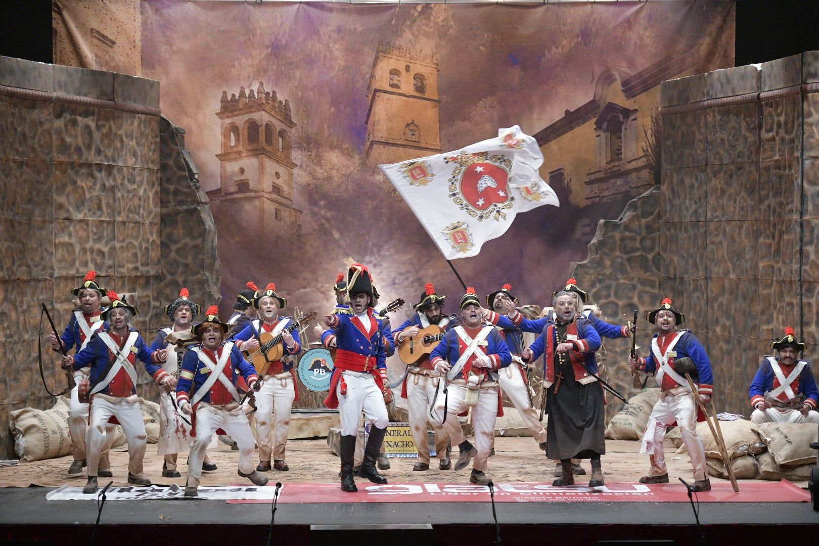 Actuación de la murga Los Water Closet el primer día de preliminares del Concurso de Murgas del Carnaval de Badajoz 2025. 