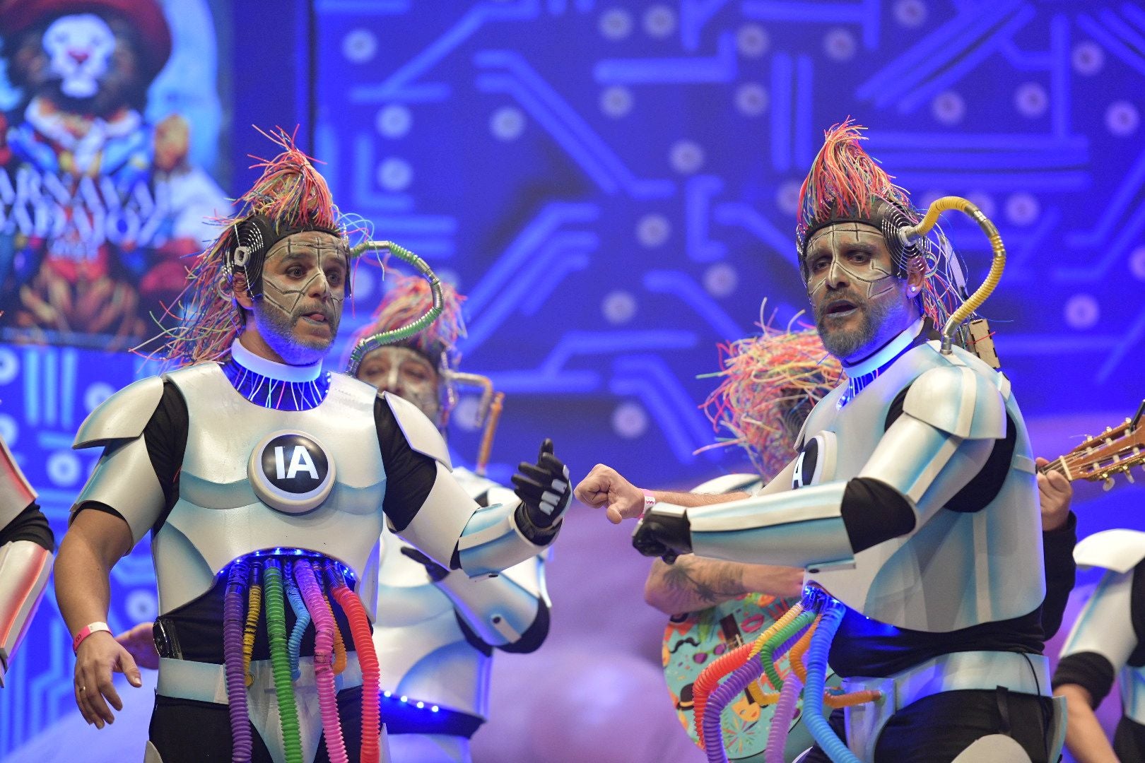 Actuación de la murga Marwan el segundo día de preliminares del Concurso de Murgas del Carnaval de Badajoz 2025. 