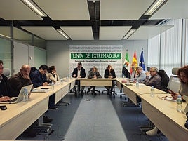 Mesa de negociación entre sindicatos y Junta de Extremadura.