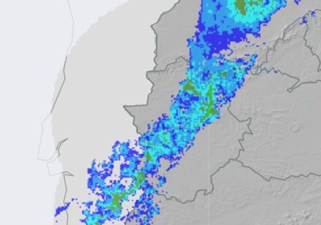 Banda de precipitaciones que ha atravesado este viernes la región.