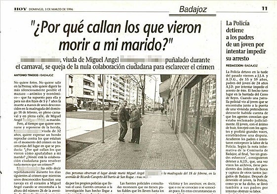 Entrevista con la viuda publicada en HOY.