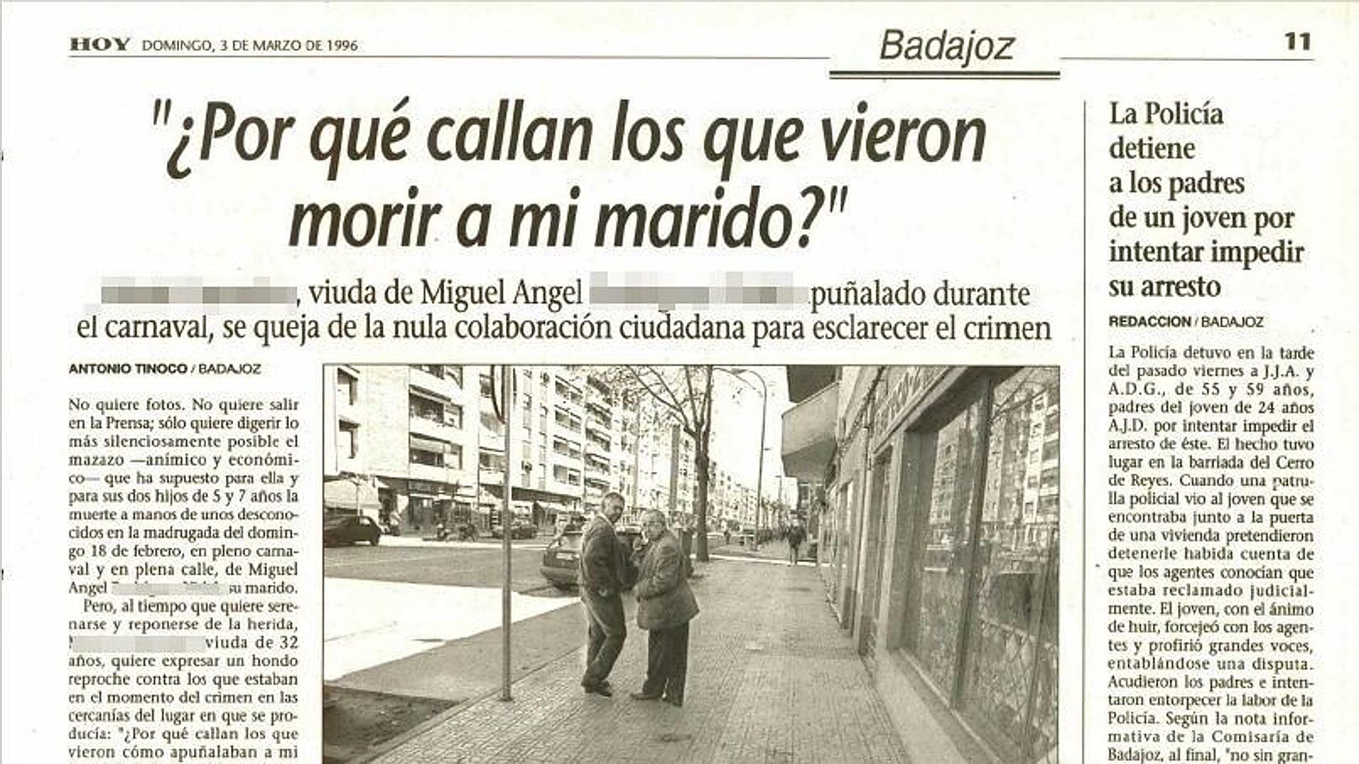 Entrevista con la viuda publicada en HOY.