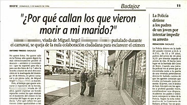 Entrevista con la viuda publicada en HOY.