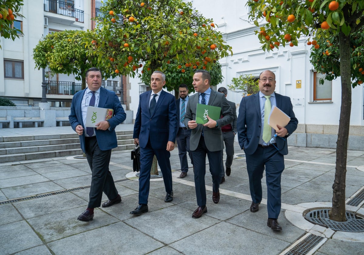 Los diputados de Vox a su llegada a la Asamblea, en una imagen de archivo.