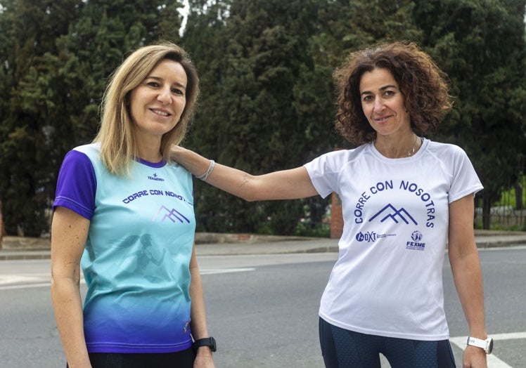 Miriam López Falcón y Angélica Muñoz hacen piña feminista corriendo en la montaña.