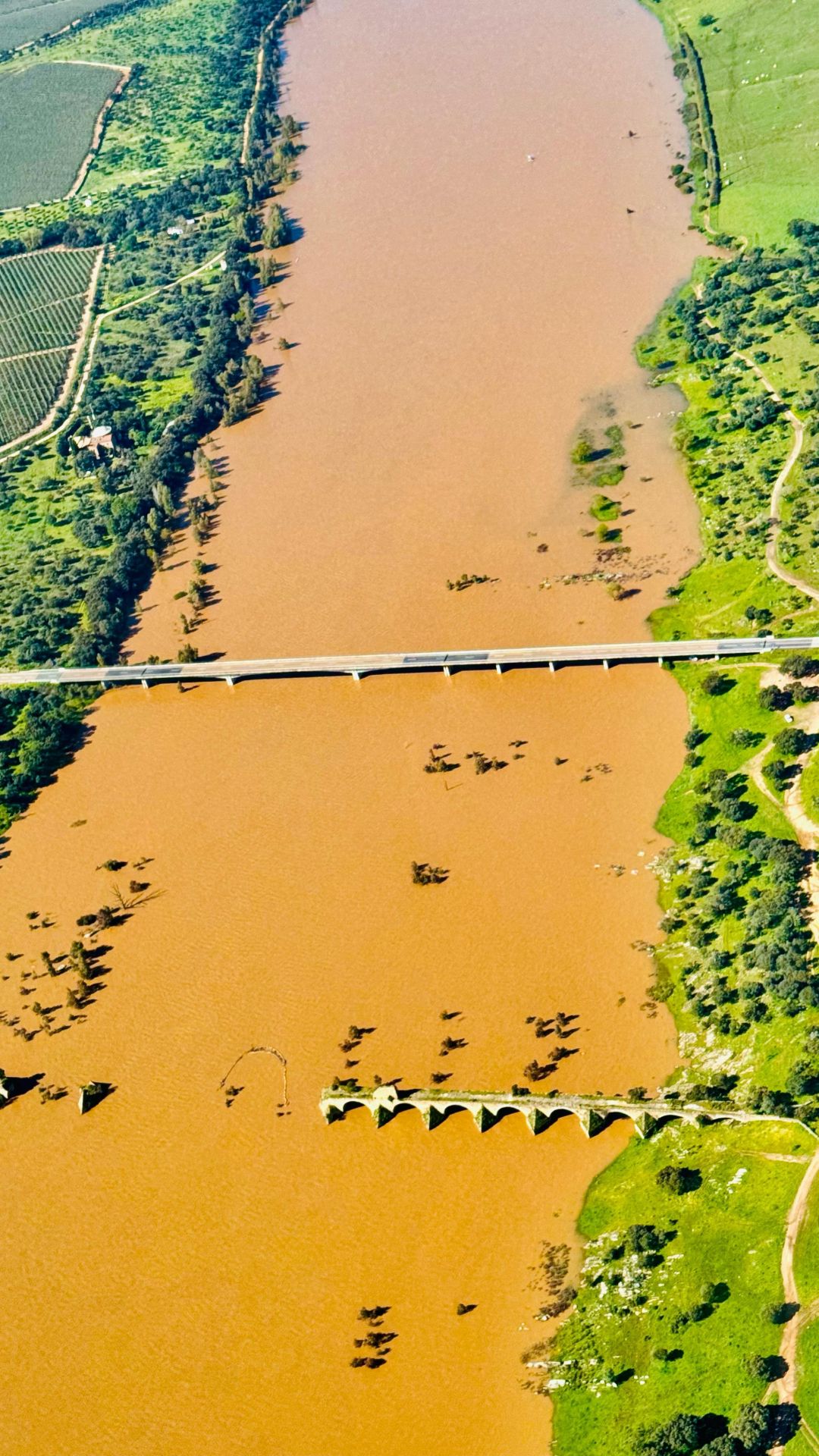 La crecida del caudal a la altura de Puente Ajuda. 