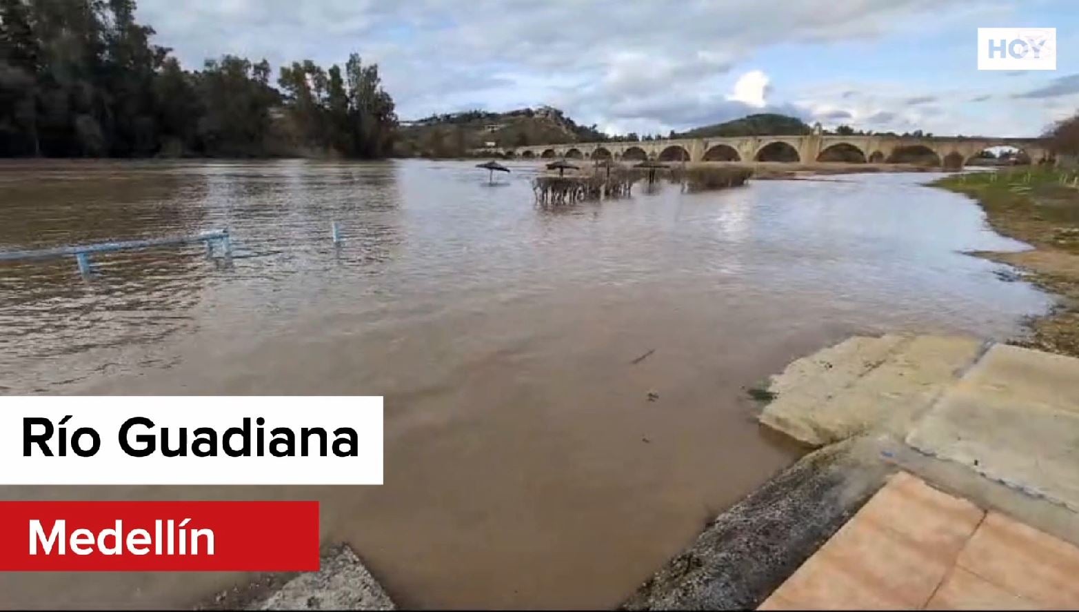 Vídeo | Inundaciones en Medellín por la crecida del río Guadiana y Ortiga