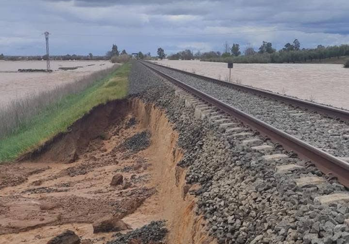 Daños en las vías del tren.