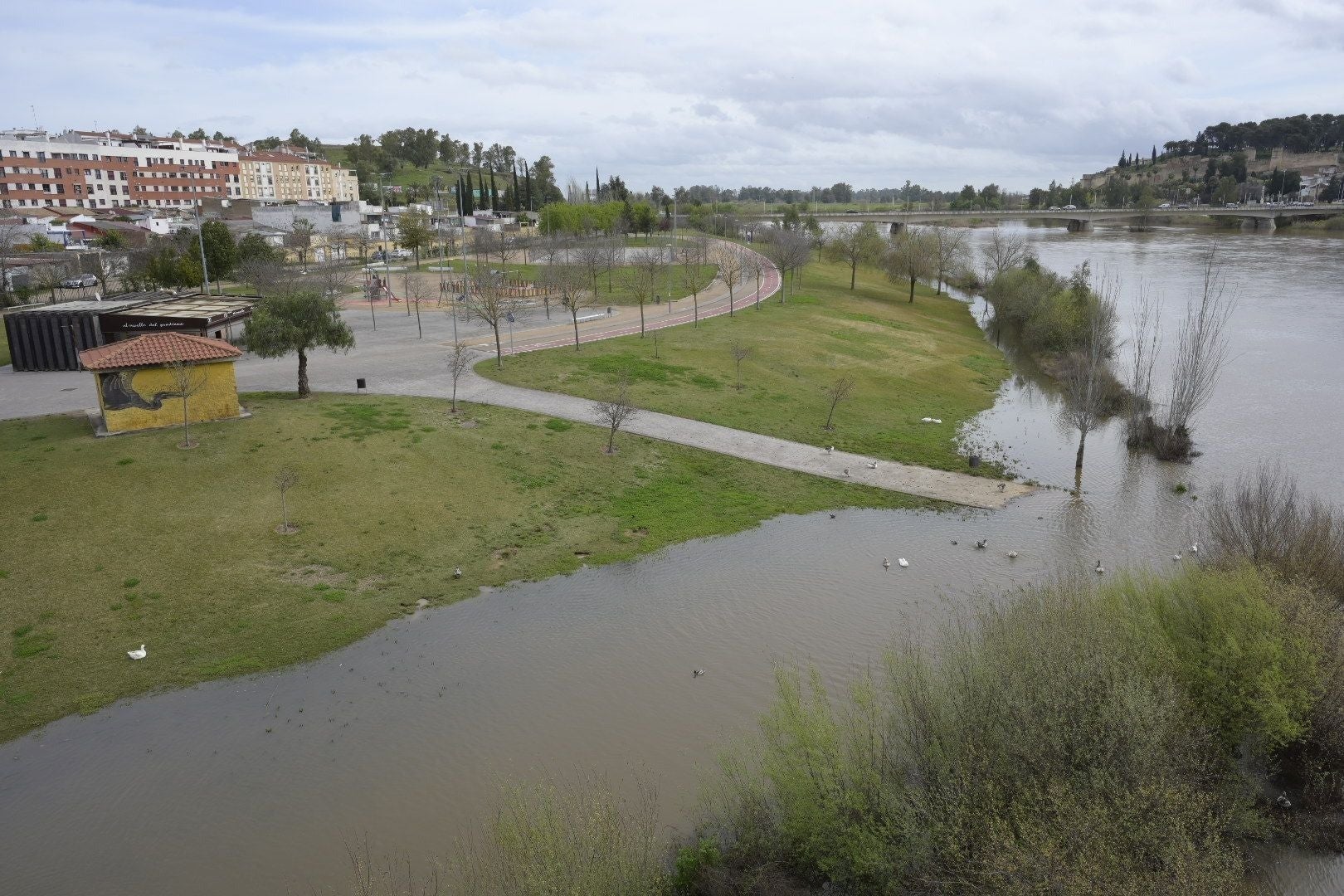 El río Guadiana, a su paso por Badajoz, este miércoles.