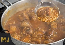 Olla con arroz, costillas y alcachofas