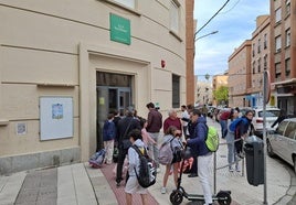 Colegio Arias Montano de Badajoz, esta mañana.