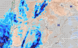Previsión de lluvia según el modelo ECMWF.