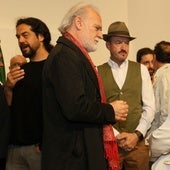 Lluis Homar, Álex O'Dogherty e Isabel Ordaz, esta mañana, en Mérida.