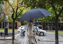 Lluvia este viernes en Badajoz.