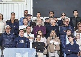 Luis Oliver Albesa, arriba a la izquierda, en el palco del Nuevo Vivero.