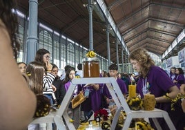 Alumnos del insitituto Albarregas (Mérida) sensibilizan sobre el problema de los polinizadores.