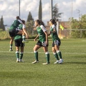Celebración del Cacereño en el duelo de ida ante el Alavés.