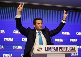 Andre Ventura, líder de Chega, en un acto de campaña.
