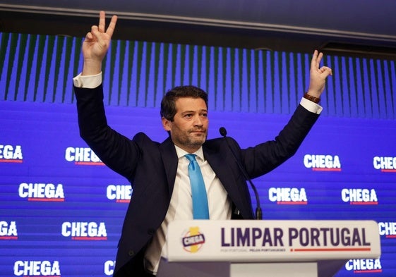 Andre Ventura, líder de Chega, en un acto de campaña.