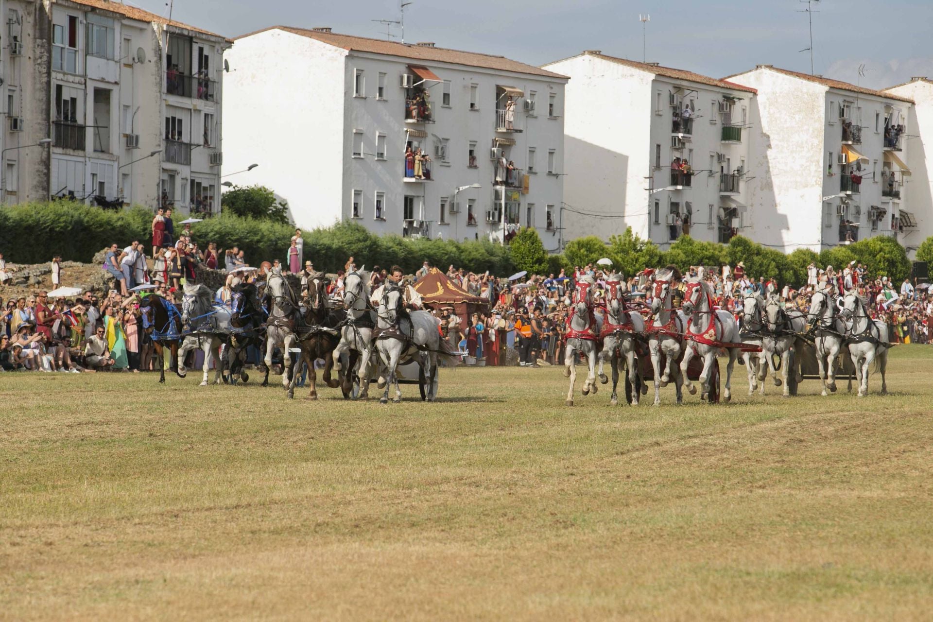 La carrera de cuadrigas desborda de público el Circo Romano