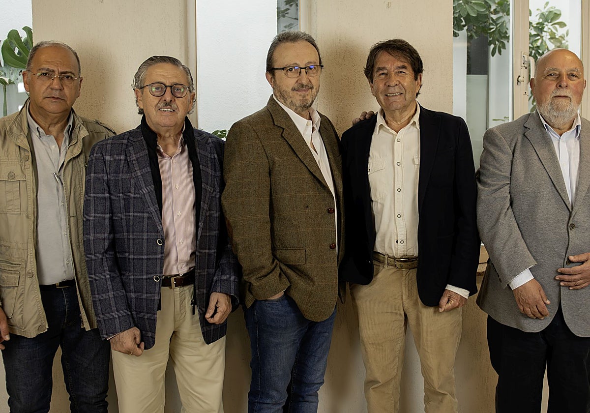 Los cinco fundadores del Liceo de Jerez. De izquierda a derecha, Genaro González, Álvaro García, Rafael Morales, Feliciano Correa y José Márquez.