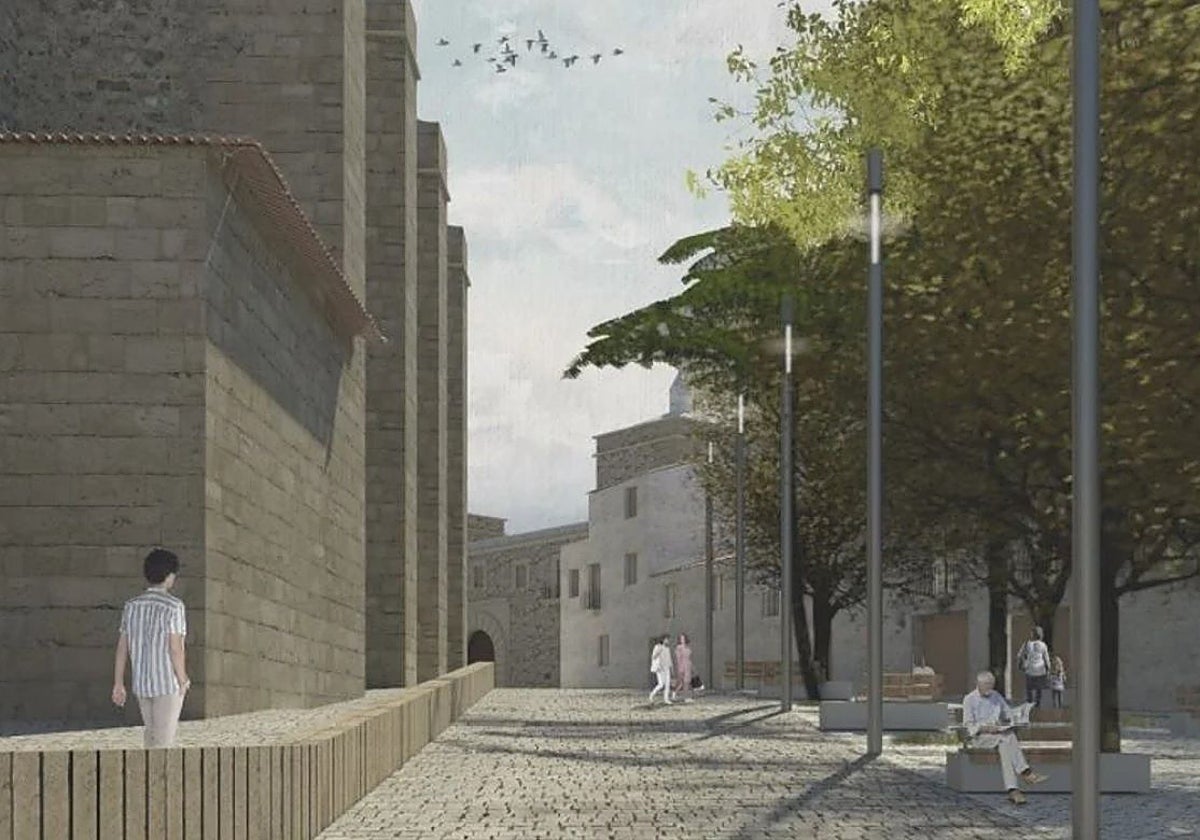 Recreación de la Plaza de Santiago en el proyecto.