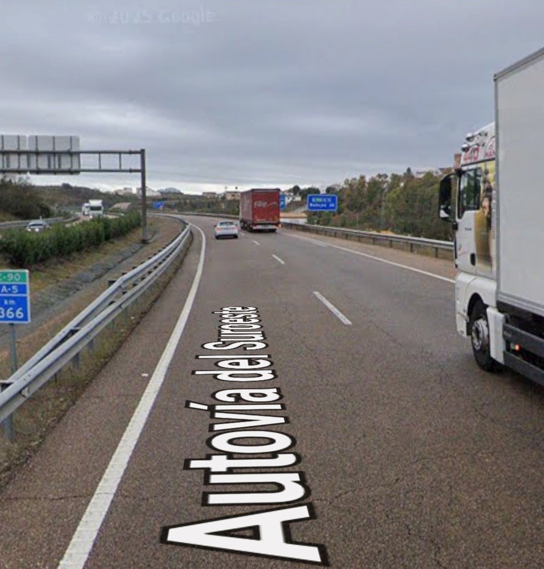 Kilómetro 366 de la autovía A-5, cerca de Lobón.