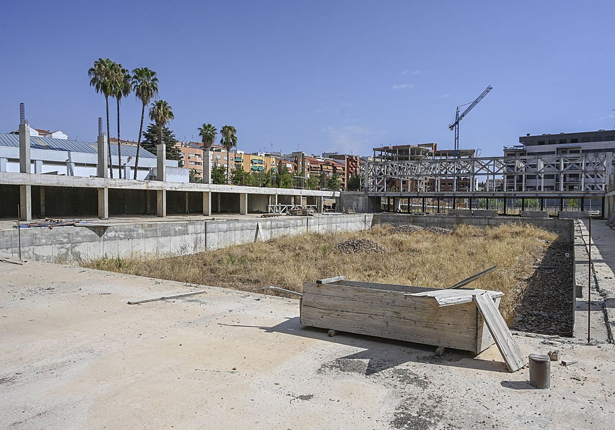 Obras de la piscina de la margen derecha, que ahora se quiere retomar.
