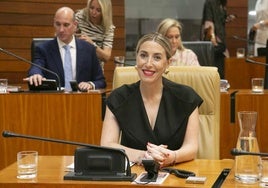 Guardiola, ayer, en su escaño en la Asamblea de Extremadura.