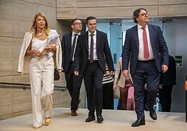 Miguel Ángel Gallardo entra en la Asamblea con Piedad Álvarez y José María Vergeles.