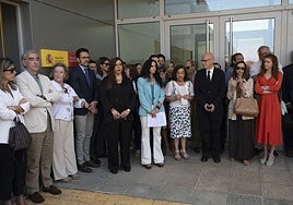 Paro anterior de jueces y fiscales el pasado 11 de junio en la puerta de los juzgados de Badajoz contra las reformas del Gobierno.
