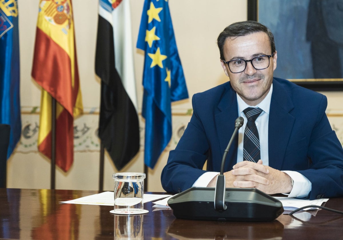 Miguel Ángel Gallardo, el día en que presentó su renuncia a la Presidencia de la Diputación de Badajoz.