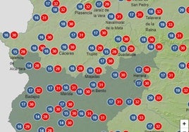 Llega un descenso térmico a Extremadura de hasta ocho grados