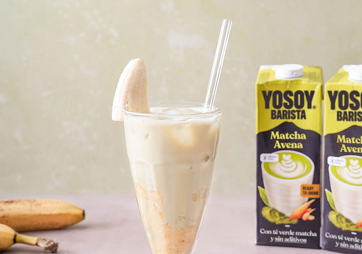 Batido sabor matcha con plátano