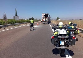 Un agente en el punto en el que se ha producido el accidente.