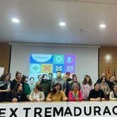 Protesta de la coordinadora extremeña de ONG para el desarrollo tras los recortes aprobados en las cuentas autonómicas de 2024.