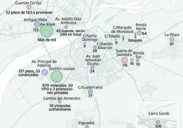 Mapa de nuevas viviendas en Badajoz
