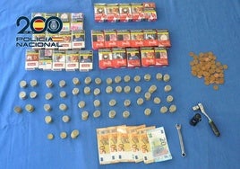 Efectos recuperados tras la detención.
