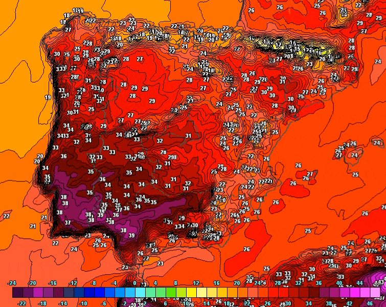 Previsión de máximas para los próximos días.