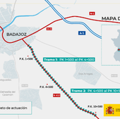 Mapa que indica el tramo cortado de la N-432.