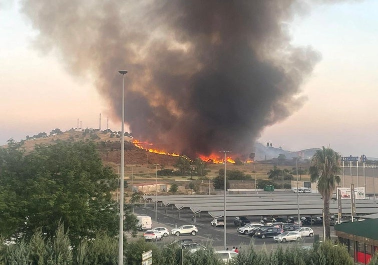 Los bomberos de Cáceres sofocan un incendio en el Cerro de los Pinos