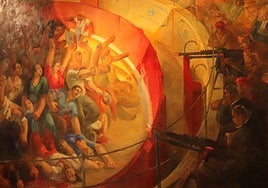 Un recorte de prensa sobre la matanza de Badajoz se expone en la muestra del MUBA.