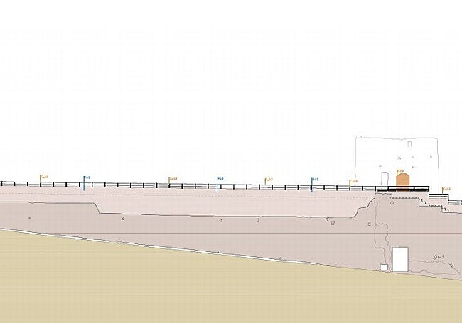 En el plano se muestra el nuevo tramo que abrirá al turismo, además de la Torre de la Yerba, que aparece dibujada a la derecha.