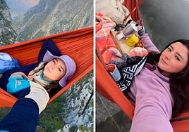La influencer que acampa en una hamaca entre montañas revela los sorprendentes detalles de su aventura