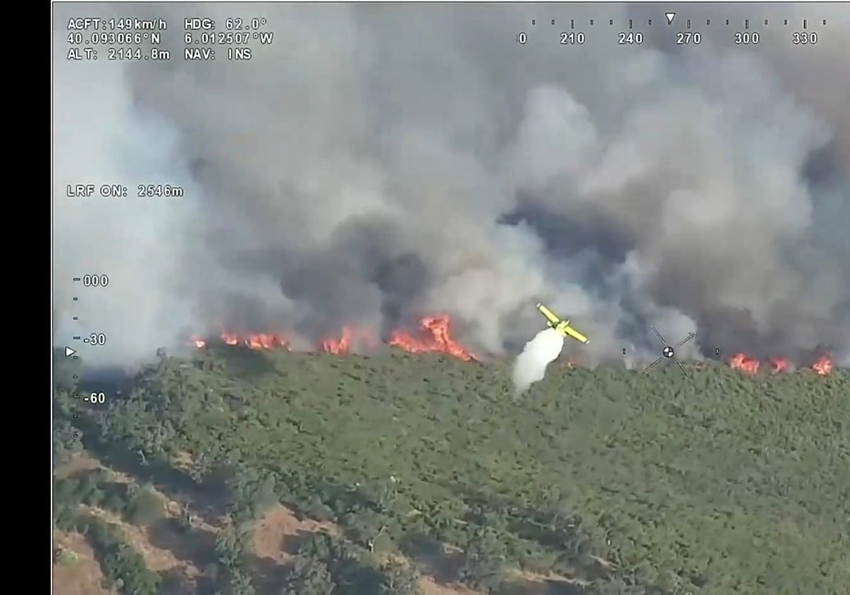 Medios aéreos luchan contra el fuego.